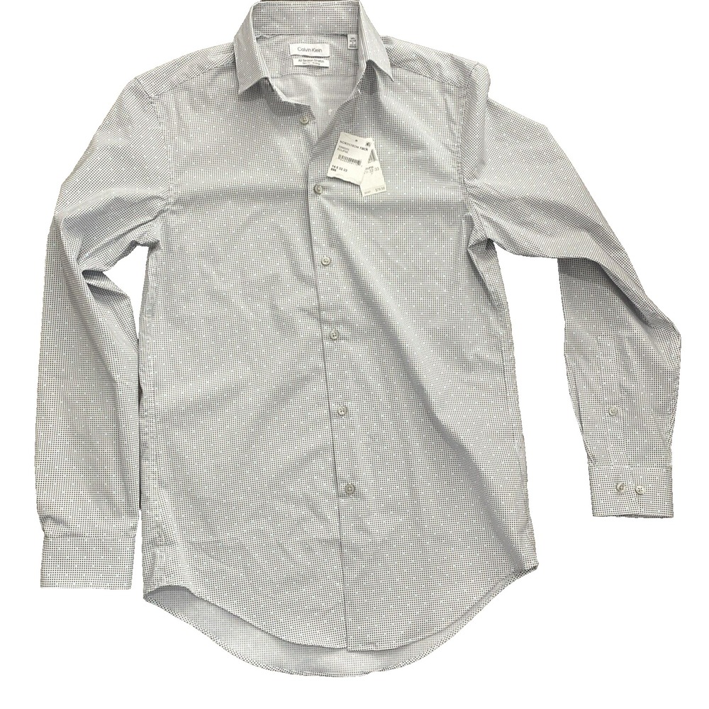 Calvin Klein Long Sleeve Button-up Shirt Gray Patterns Small 14 1/2- 32/33NWT